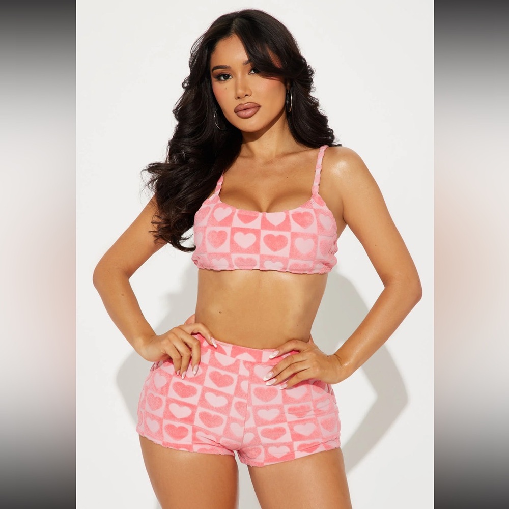 Pink Heart Patterned Women's Set